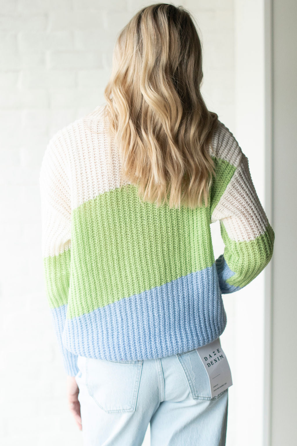 Lime + Blue Colorblock Sweater