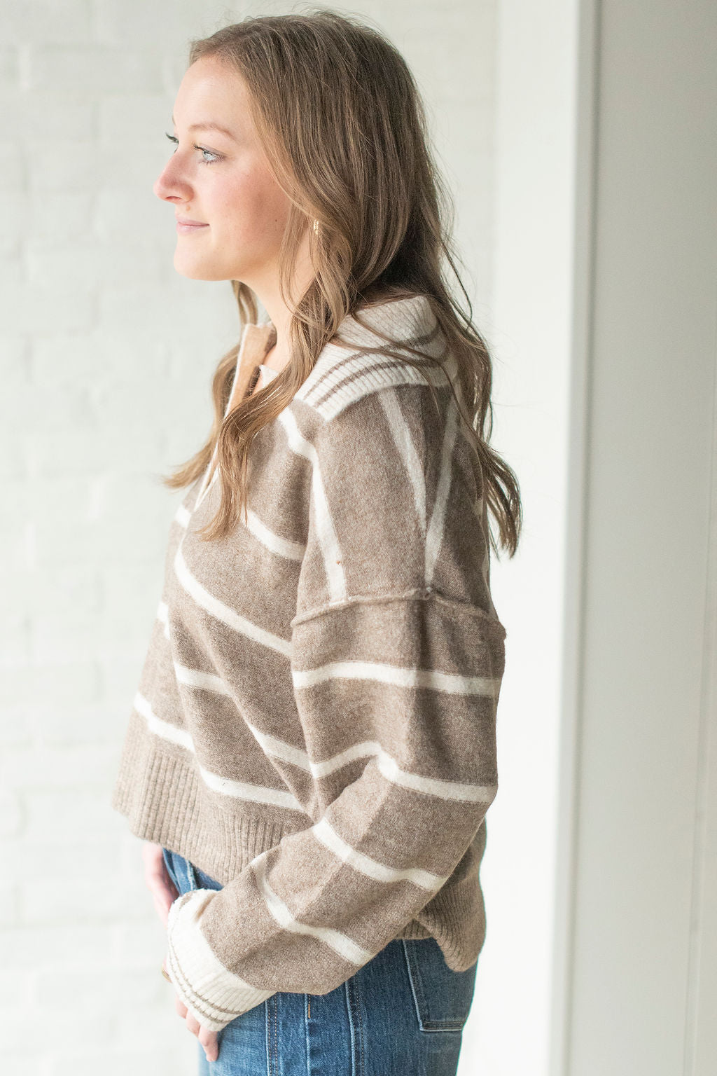 Mocha + Oatmeal Stripe Sweater