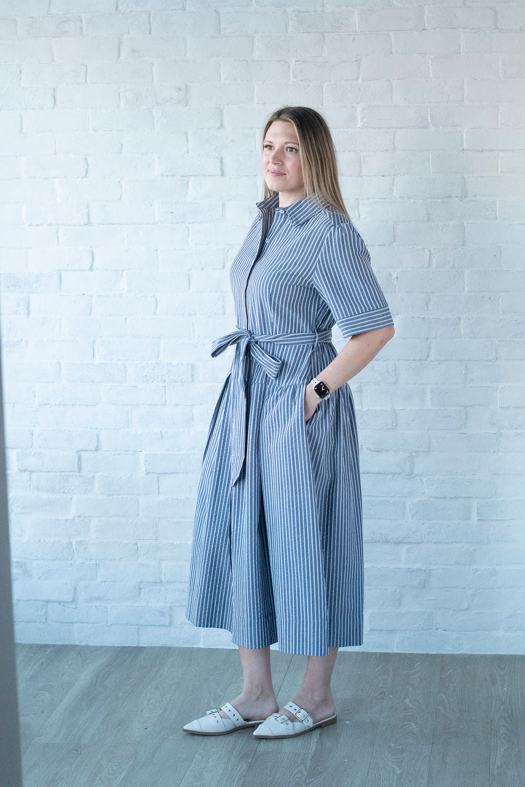 Navy Stripe Midi Dress