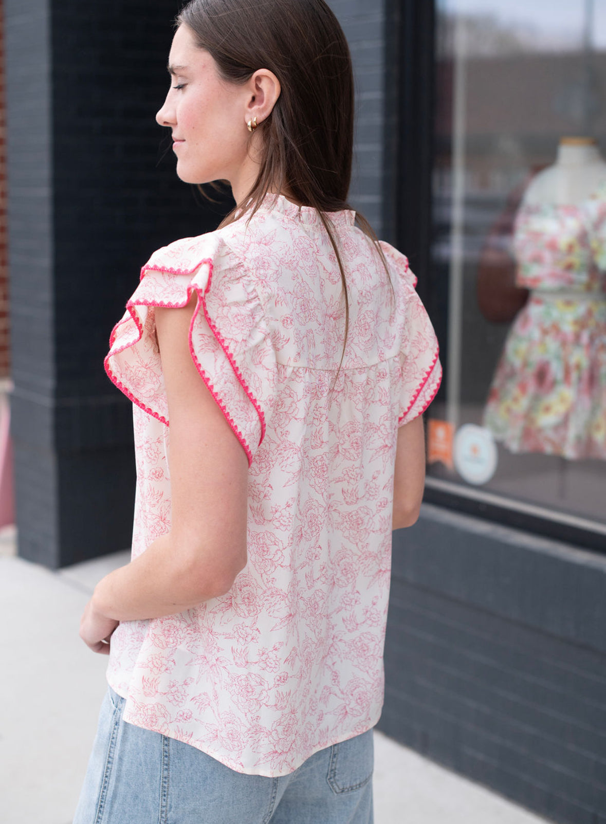 Pink Floral Woven Blouse