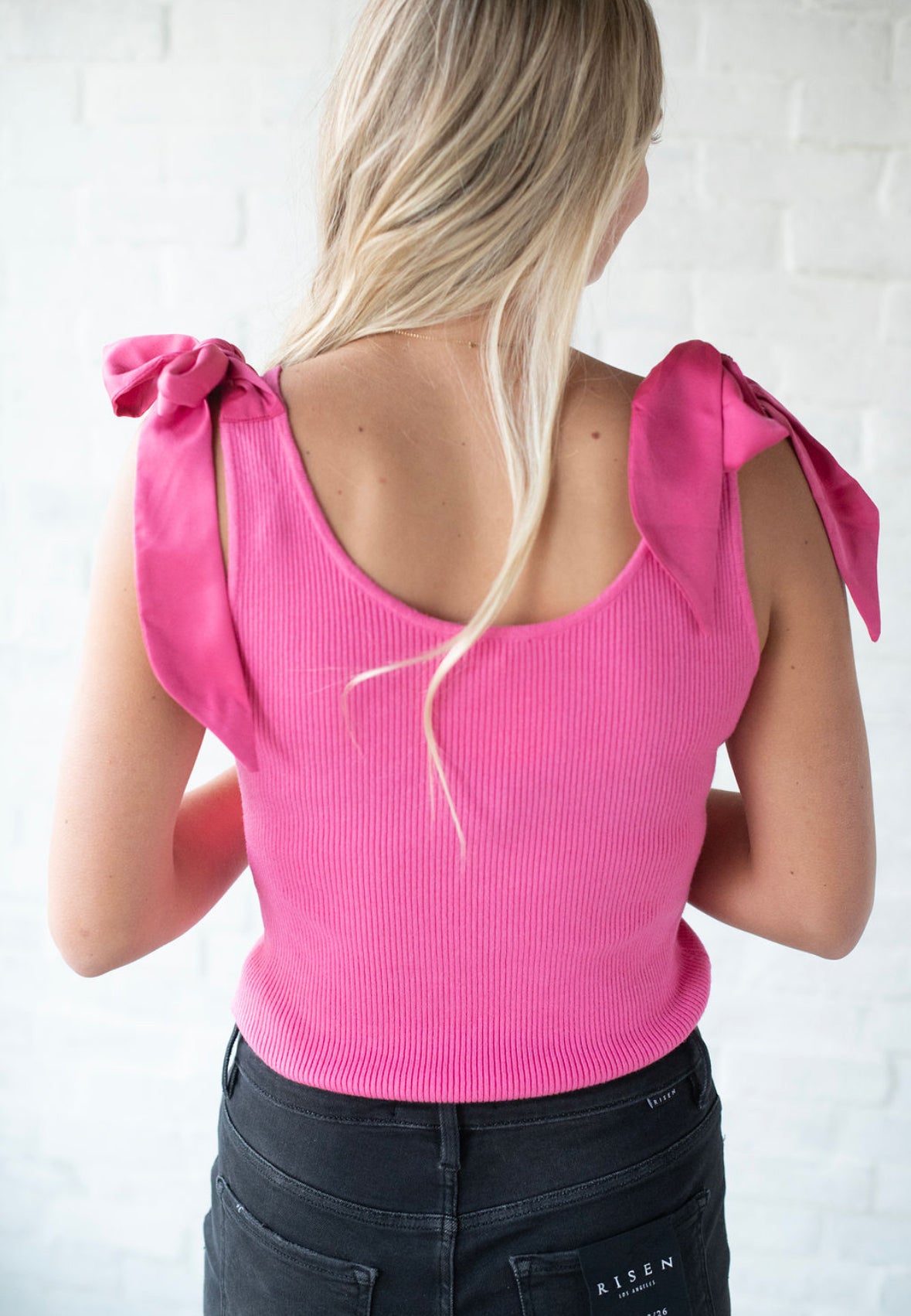 Hot Pink Bow Sweater Tank
