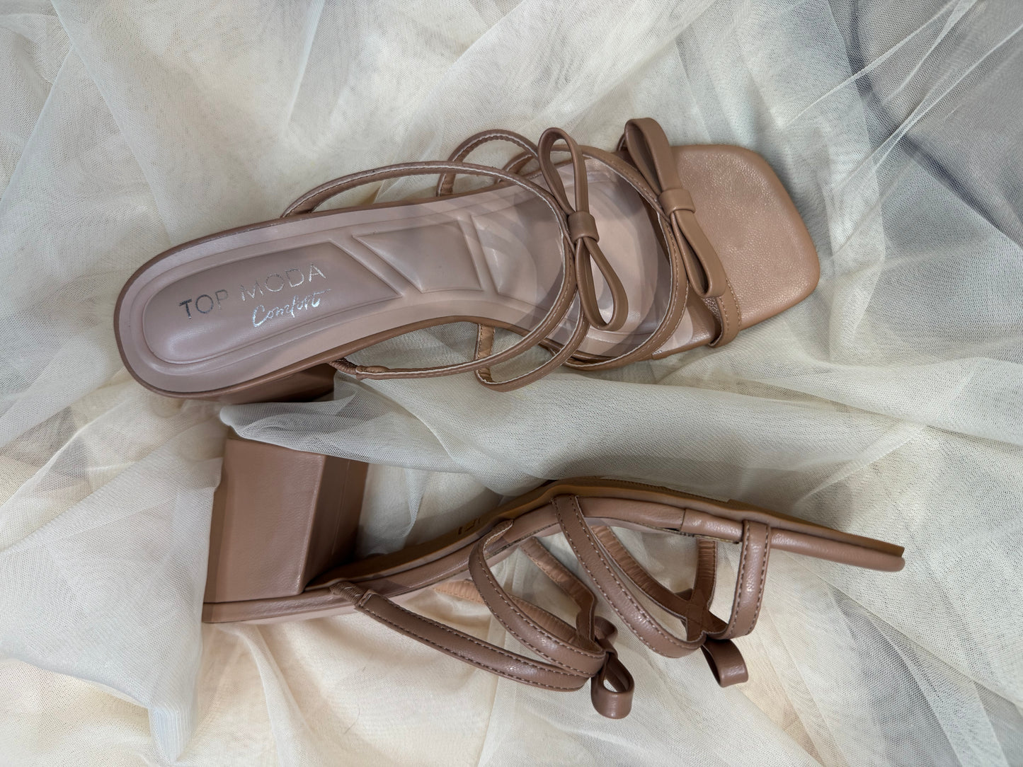 Miley Taupe Bow Half Inch Heel