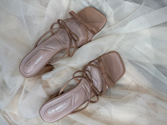 Miley Taupe Bow Half Inch Heel