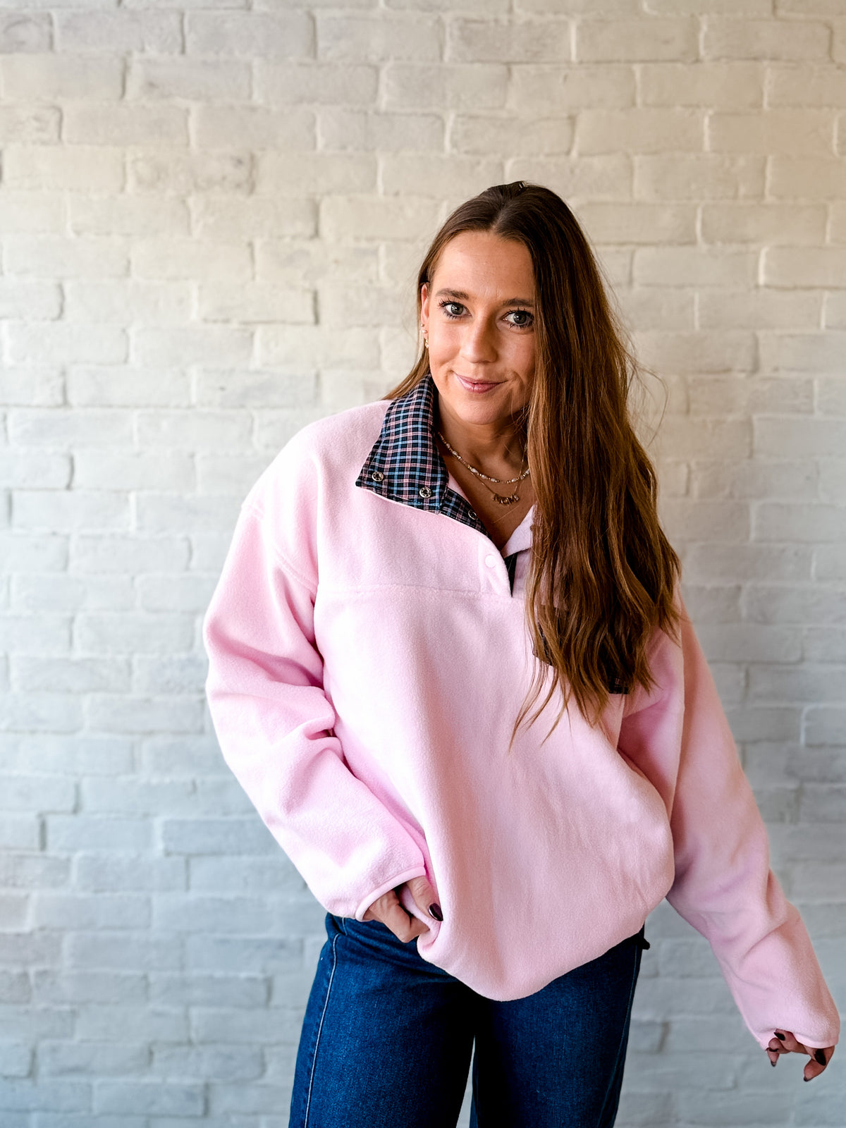 Bubblegum + Navy Sherpa