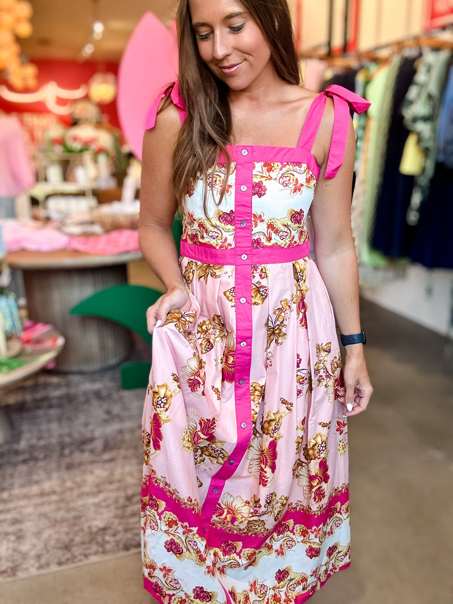 Pink Floral Maxi Dress