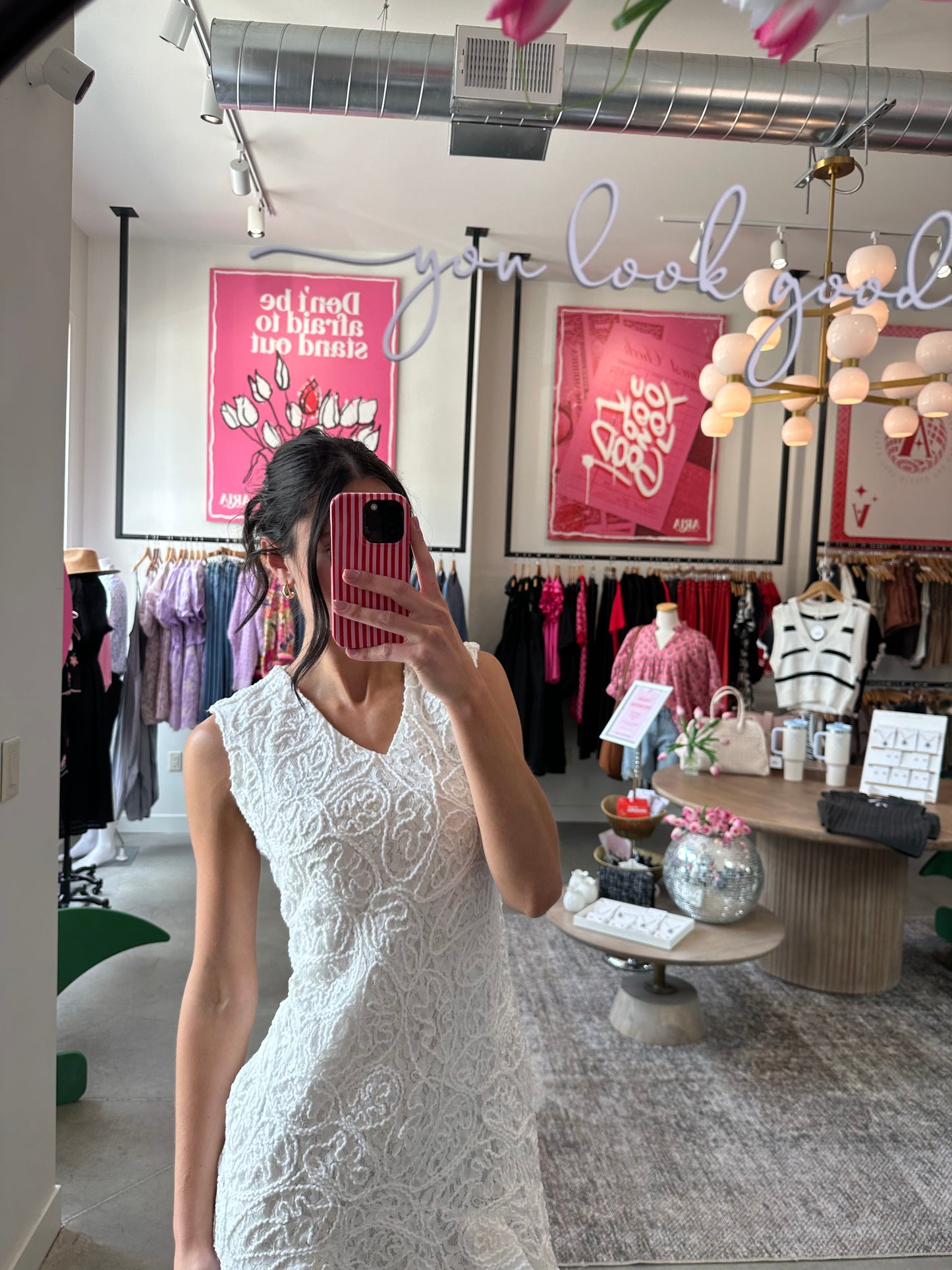 Cream Floral Mini Dress