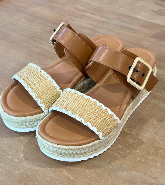 Cognac Platform Sandal