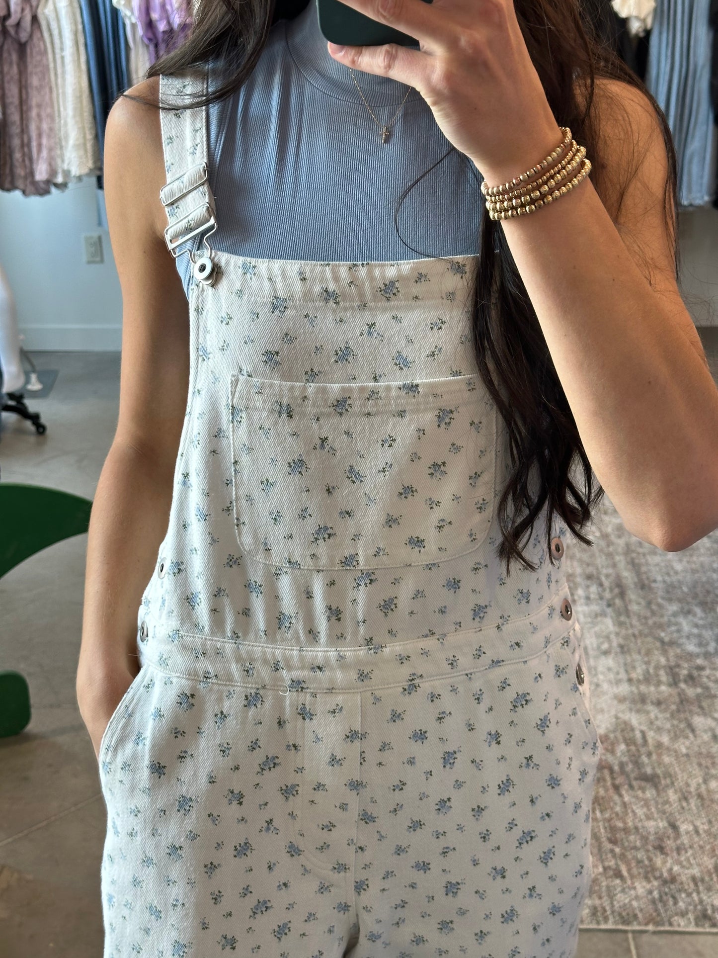 Blue Petit Floral Overalls