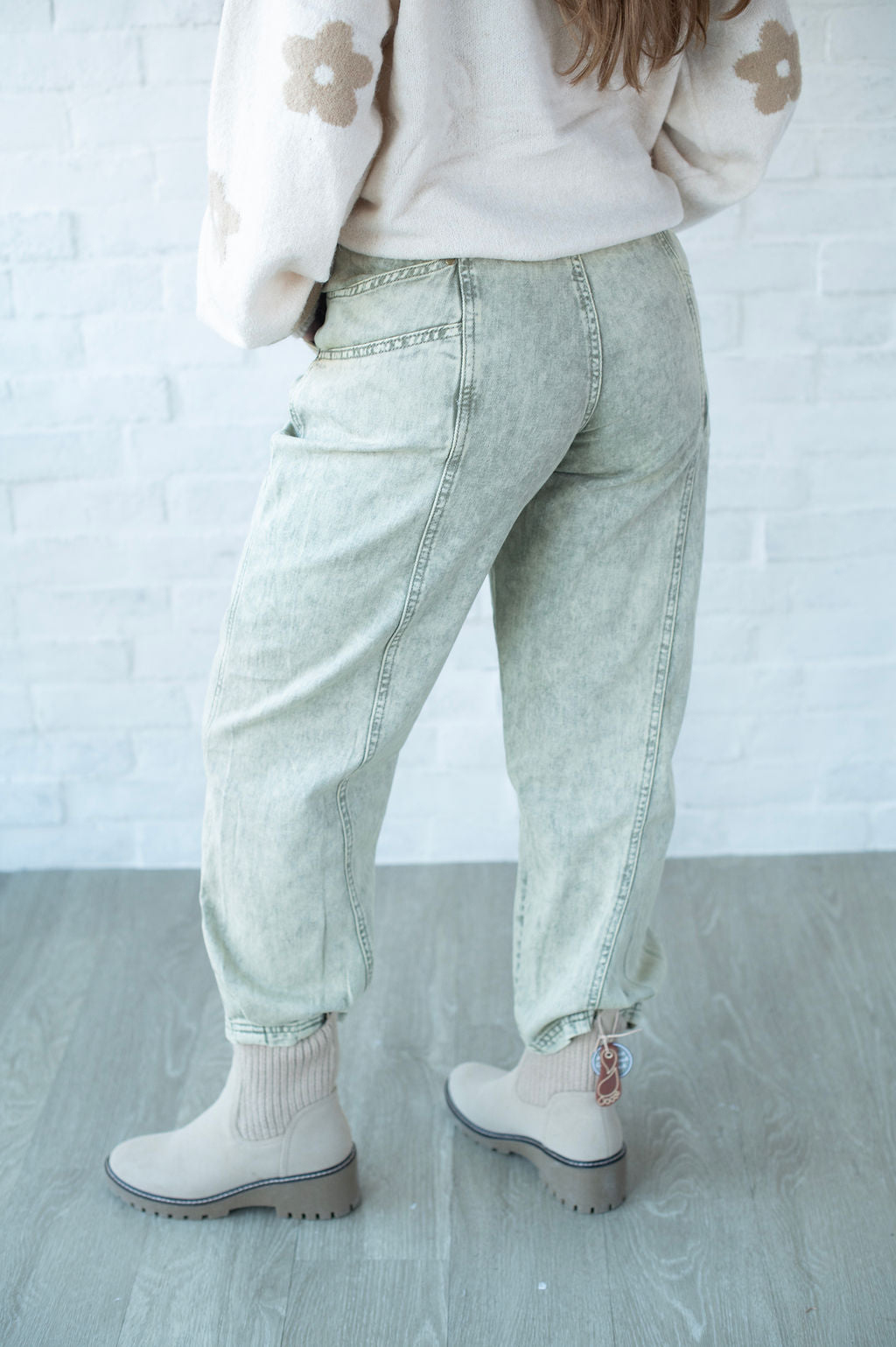 Olive Barrel Leg Jeans