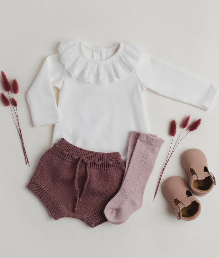 White Ruffle Collared Onesie