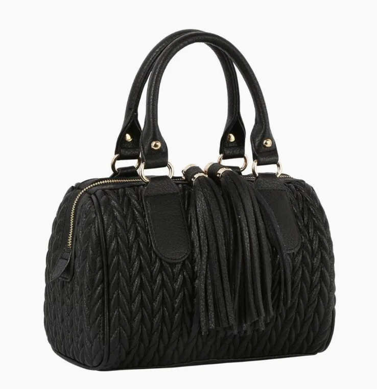 Black Lea Quilted Satchel