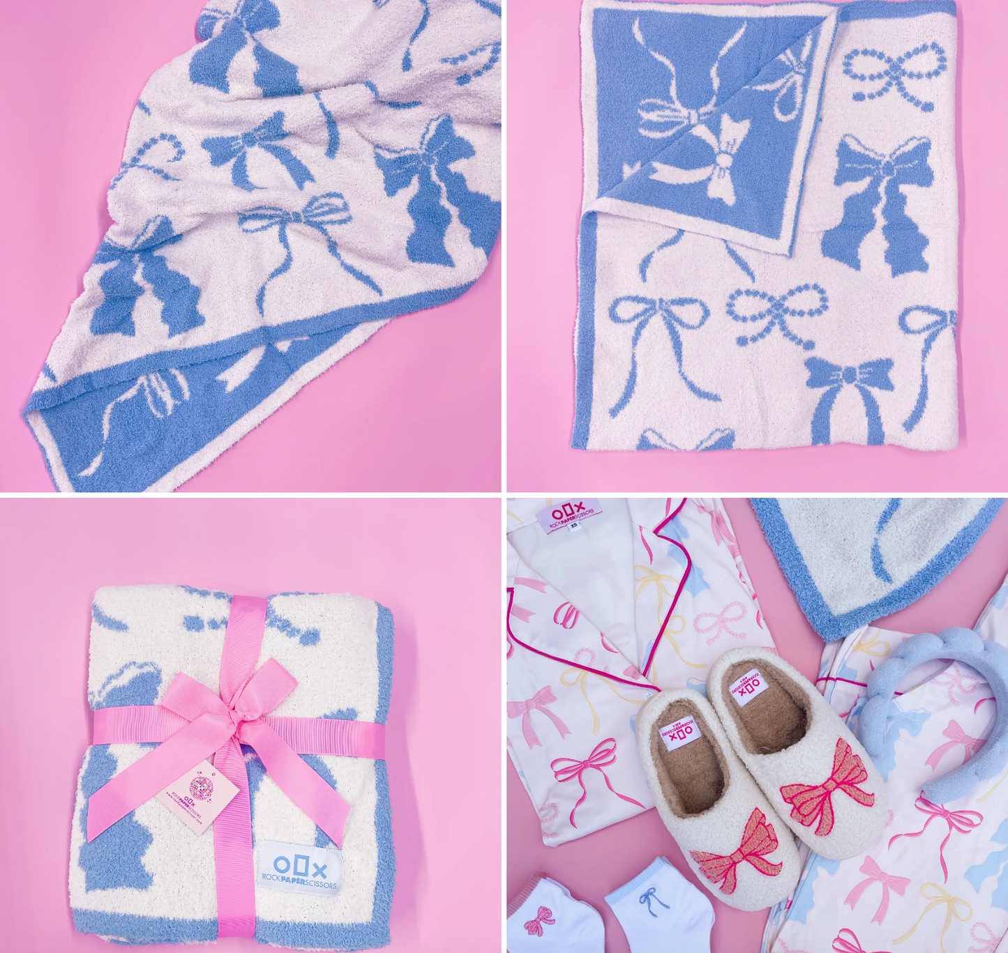 Blue Bow Throw Blanket