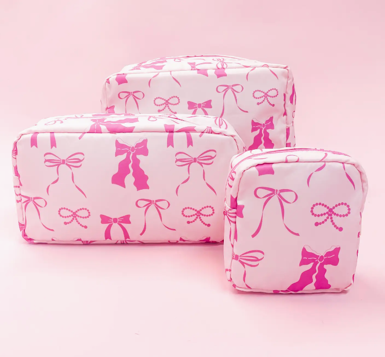 Pink Bow Cosmetic Bags