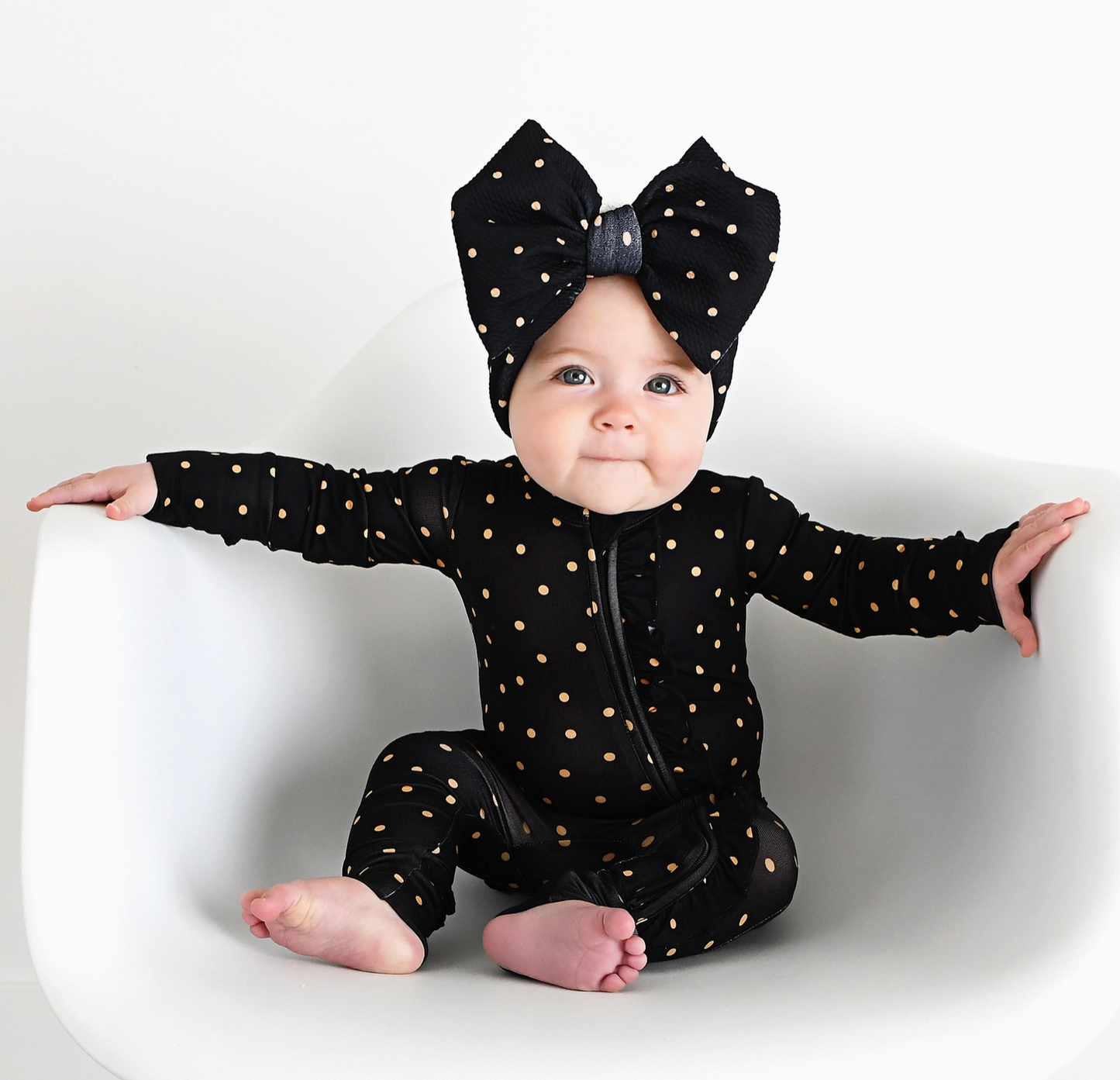 Ruffle Dot Ruffle Bamboo Onesie