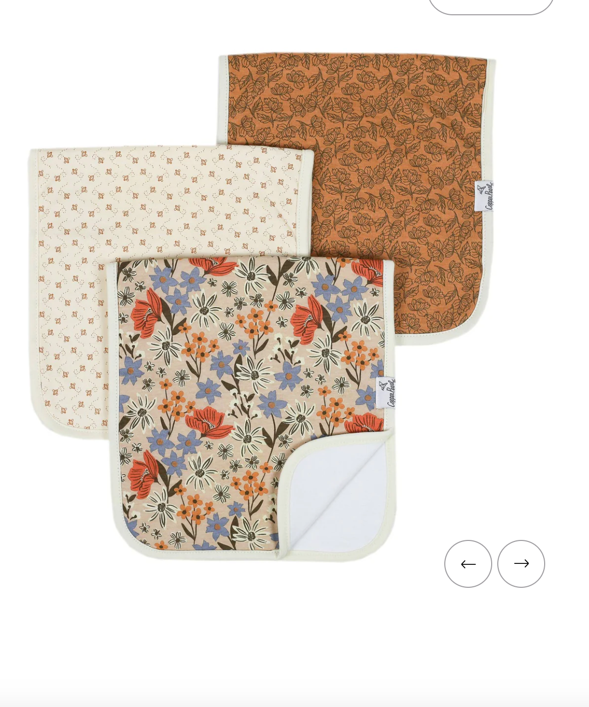 Copper Pearl Eden Burp Cloths