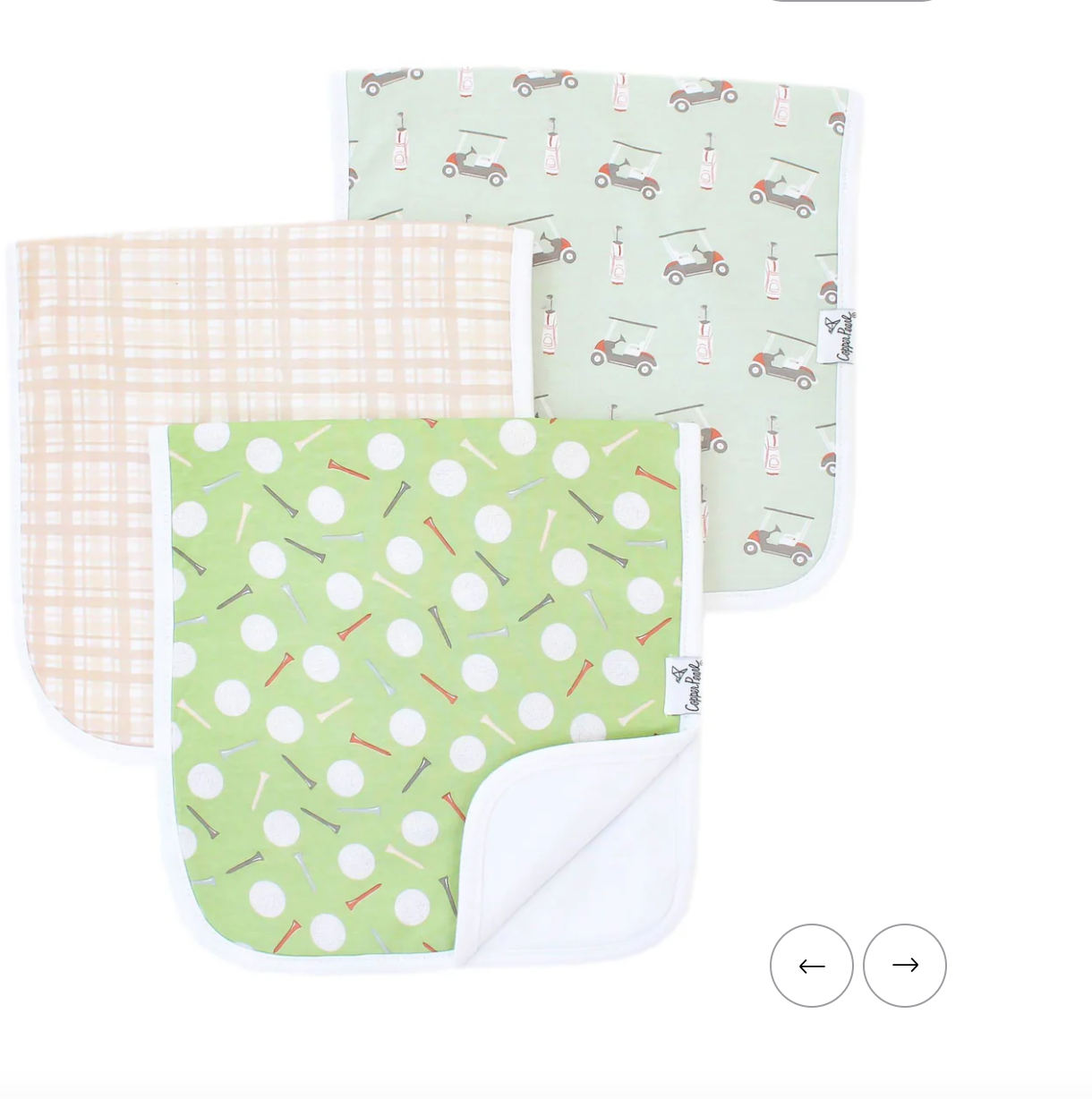 Copper Pearl Bogey Burp Cloths