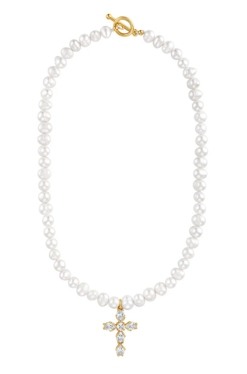 Bellena Pearl Cross Necklace