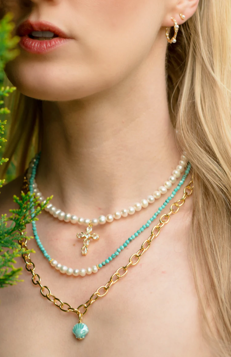 Bellena Pearl Cross Necklace
