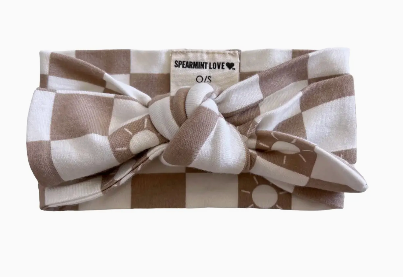 Tan Sun Checkered Bow
