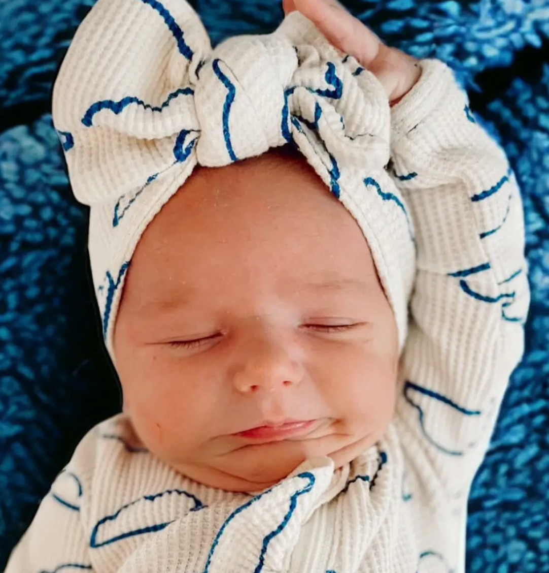 Tan Cloud Waffle Knit Bow