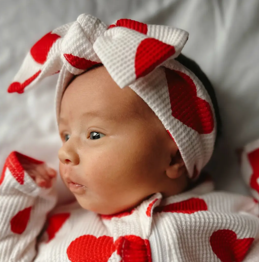 Red Heart Waffle Knit Bow