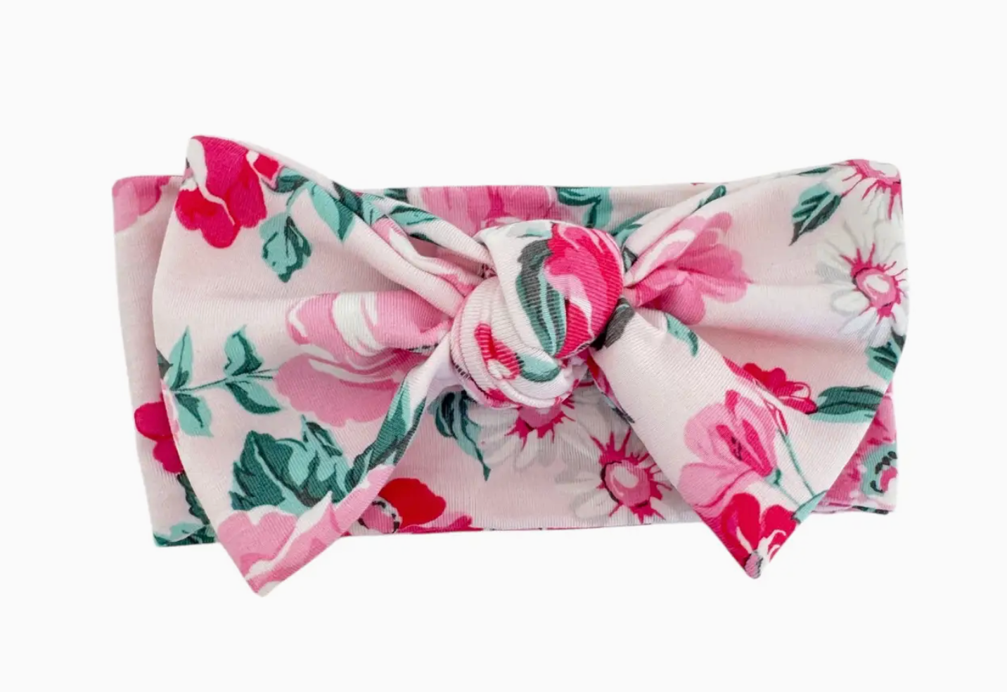 Pink + Green Floral Bow