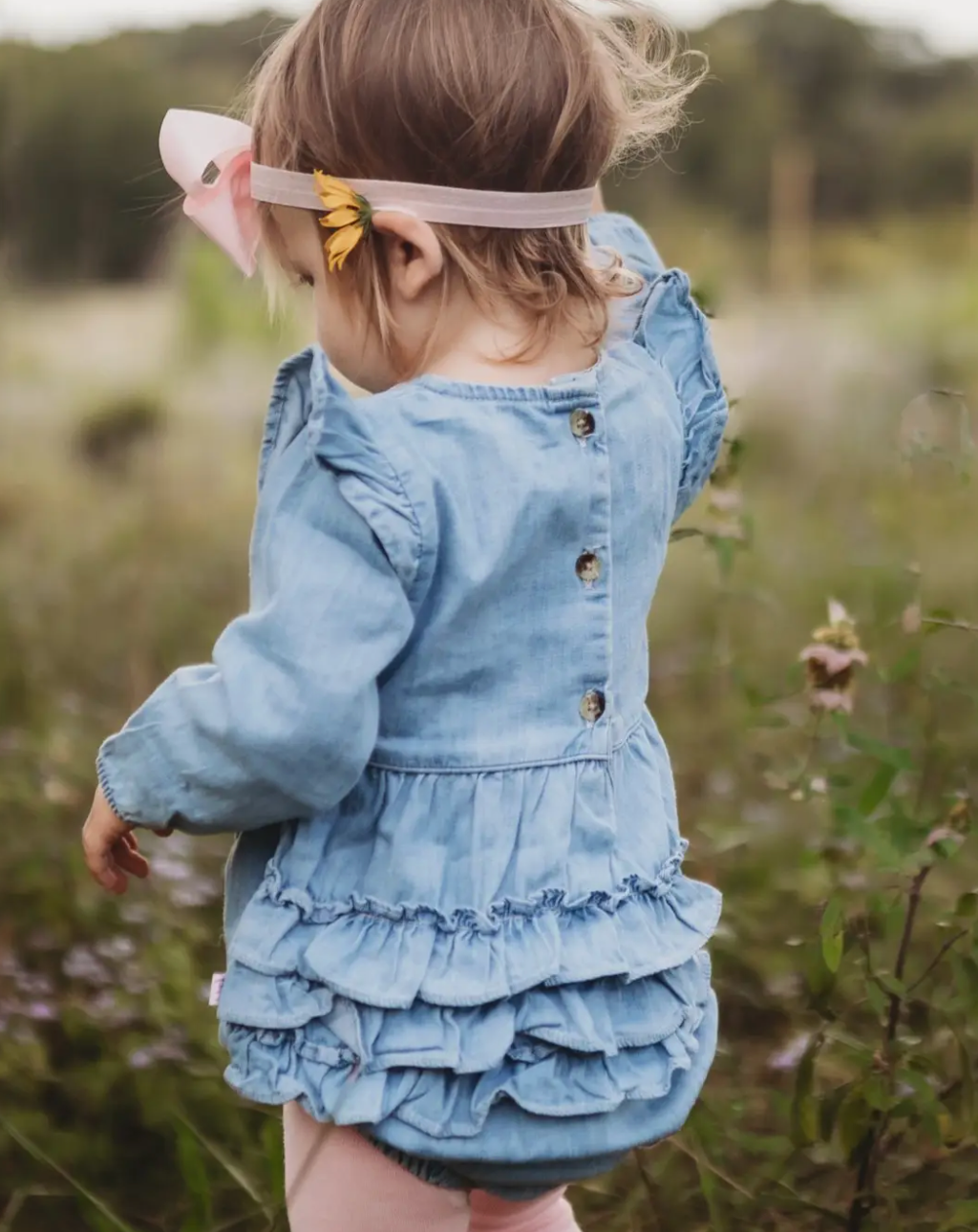 Ruffle Butts Denim Bubble Romper