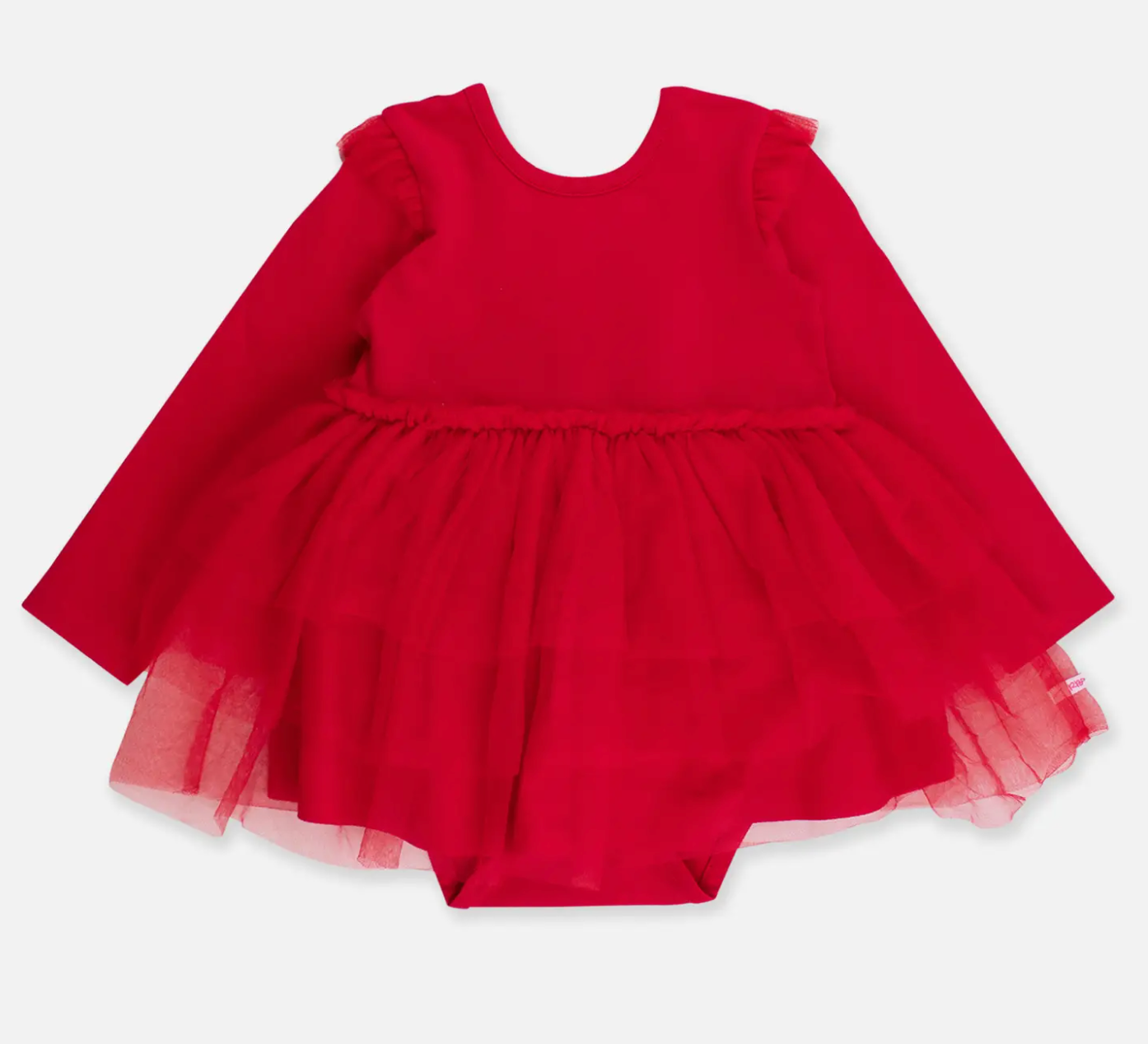 RuffleButts Baby Girls Flutter Tulle Long Sleeve Twirl Romper