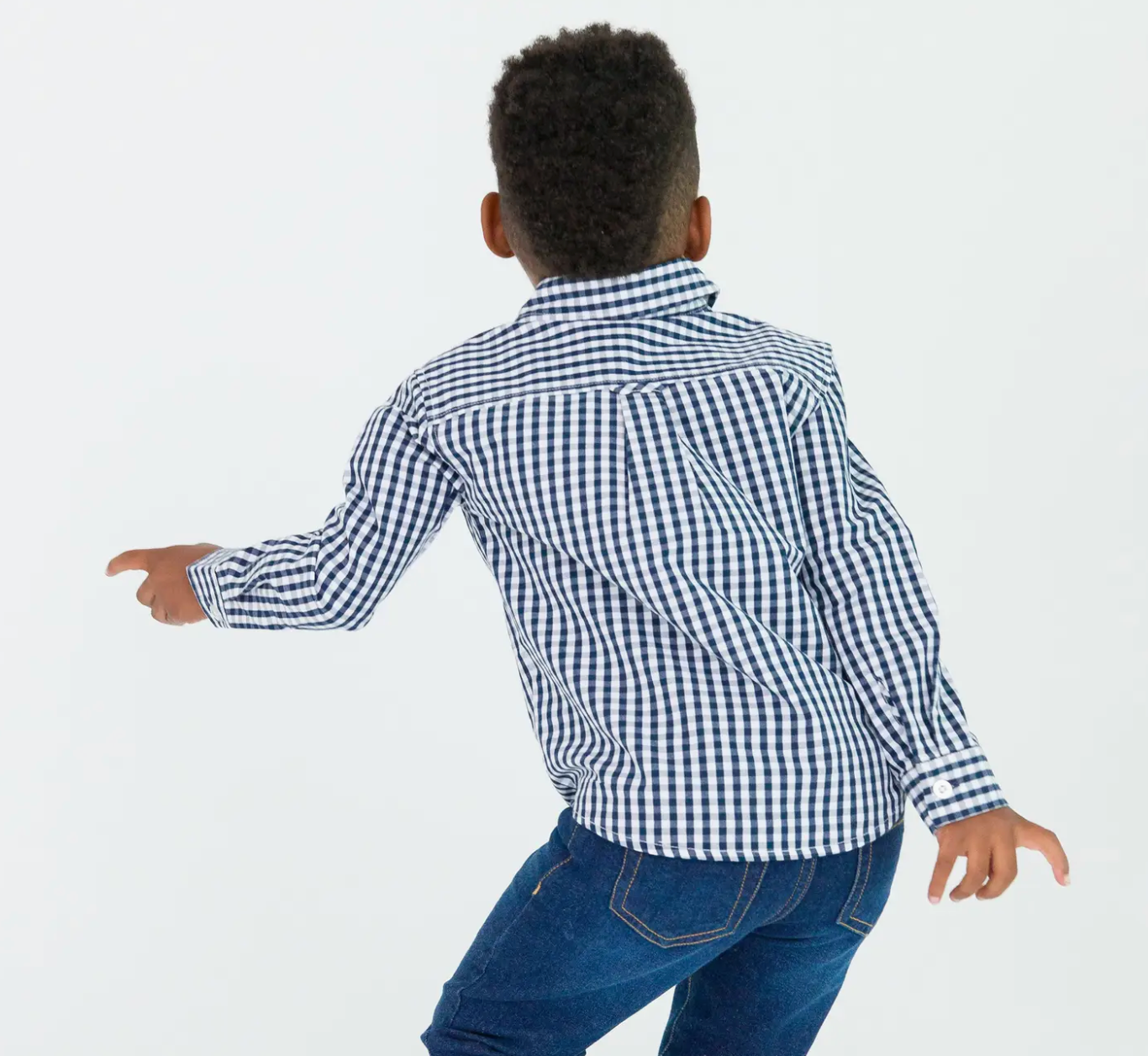 Ruffle Butts Navy Gingham Button Down