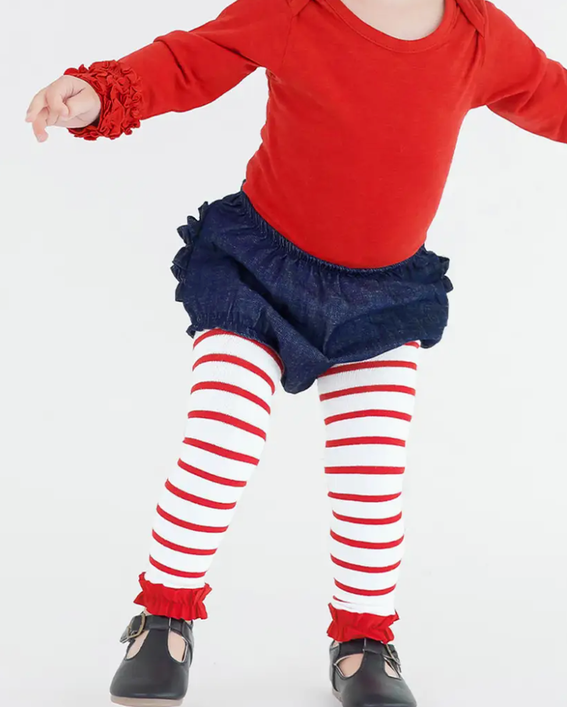 Ruffle Butts Red + White Stripe Stockings
