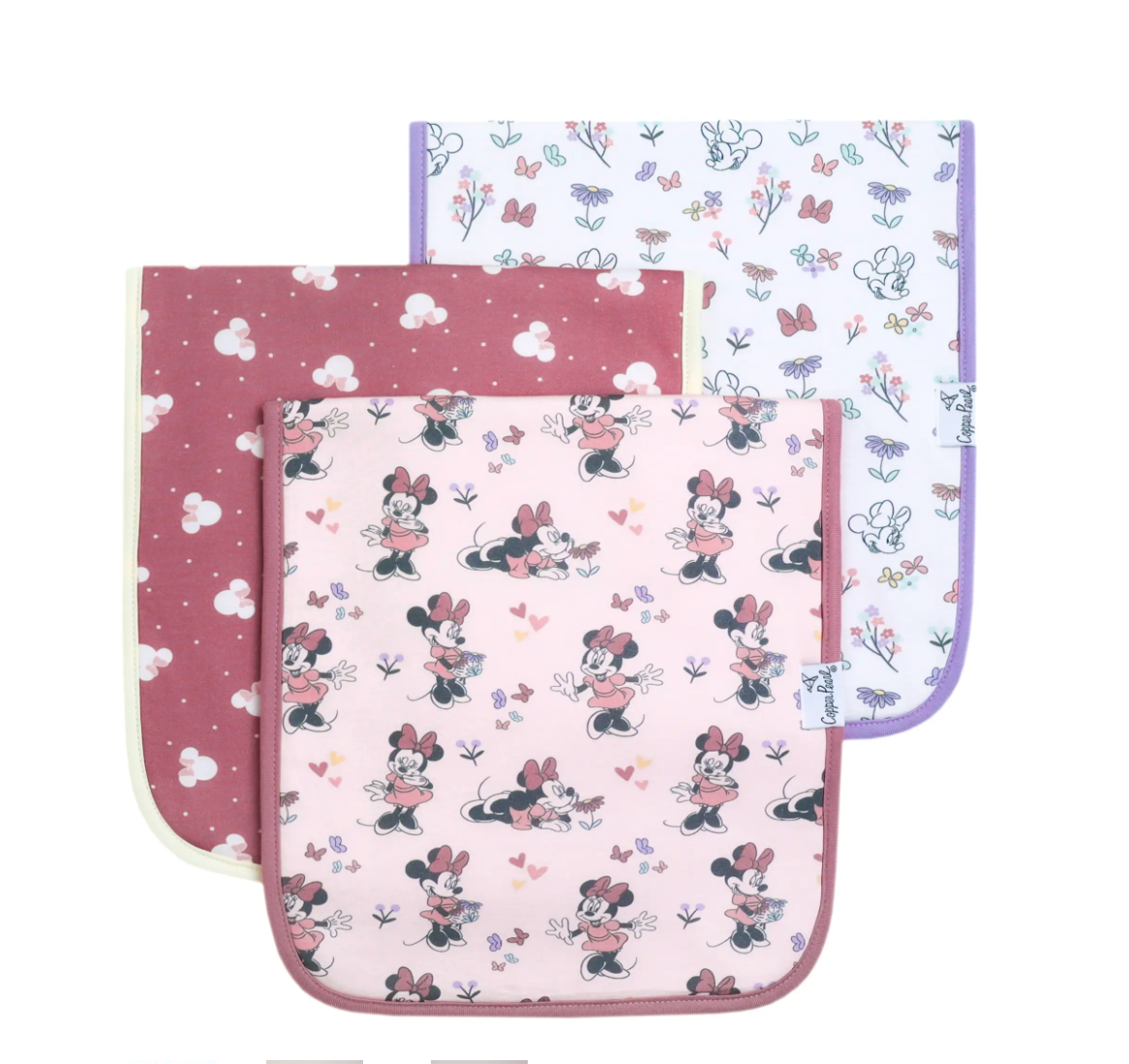 Copper Pearl Minnie Mouse Burp Cloths