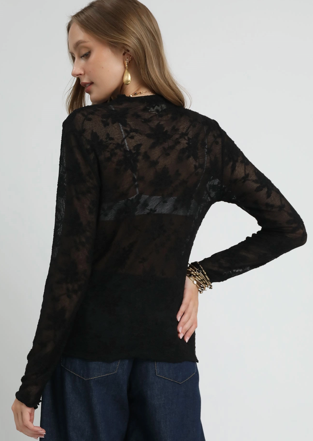 Black Lace Layering Top