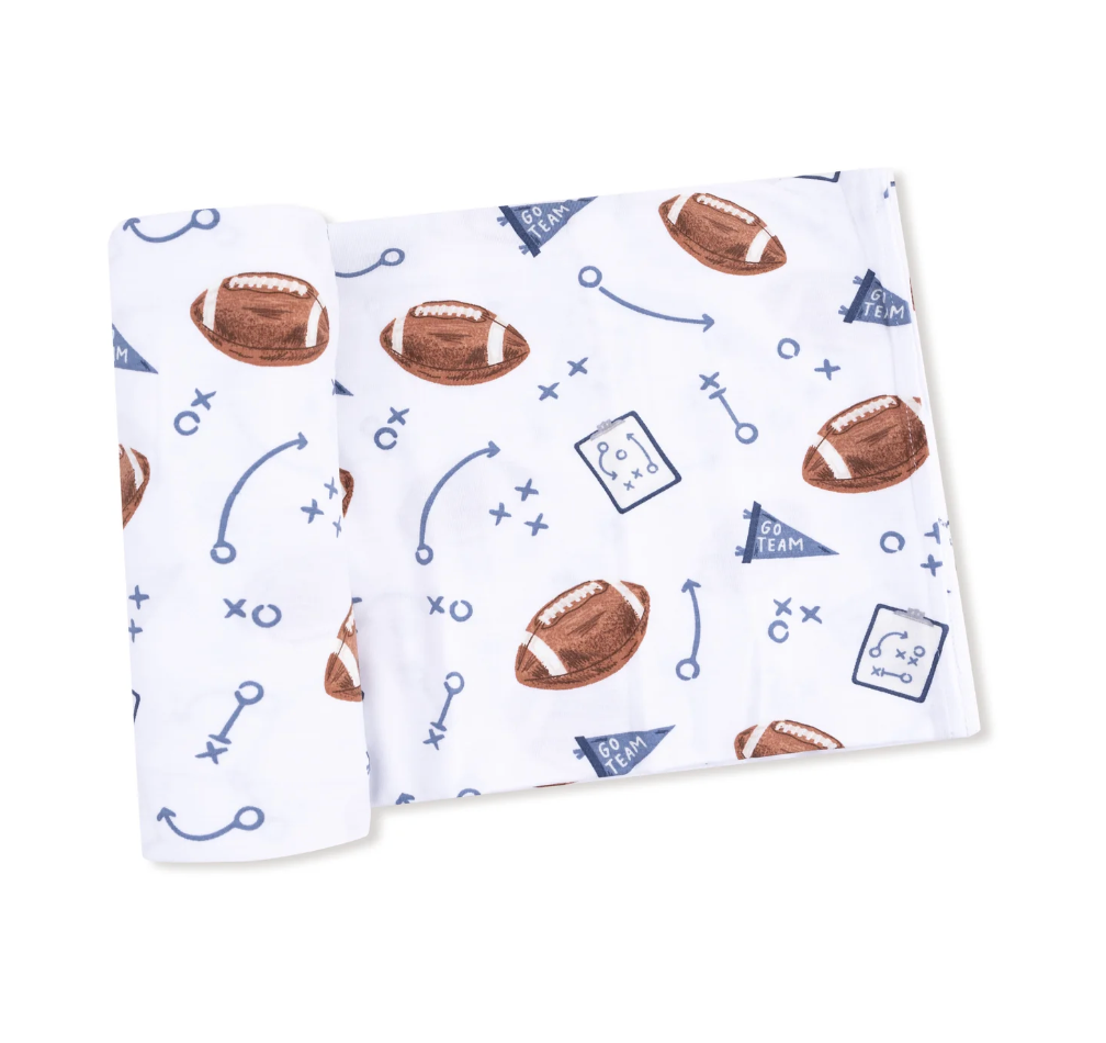 Angel Dear Navy Touchdown Time Swaddle Blanket