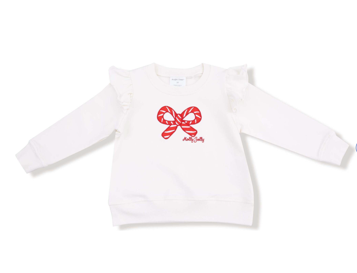 Angel Dear Candy Cane Bow Crewneck
