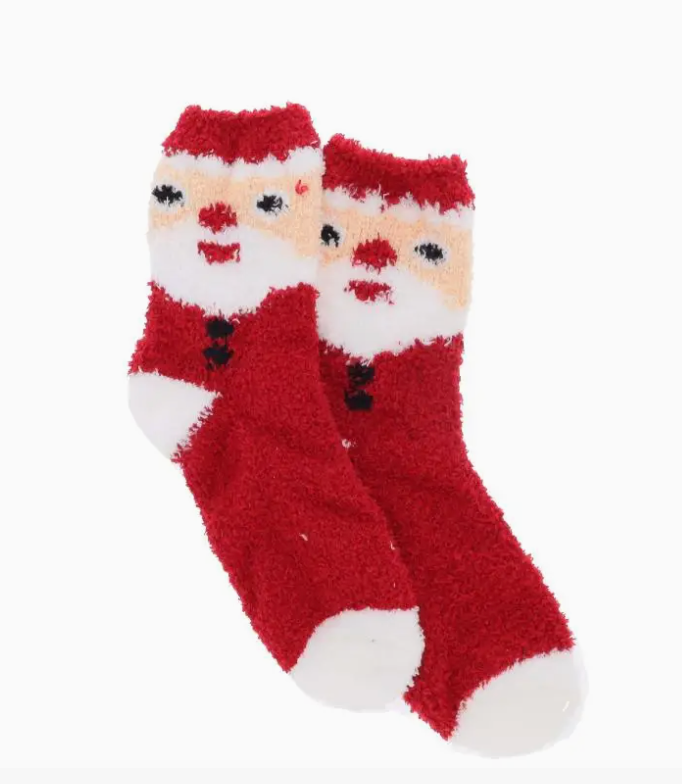 Santa Fuzzy Tall Socks