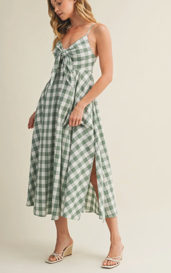 Basil Gingham Cami Dress