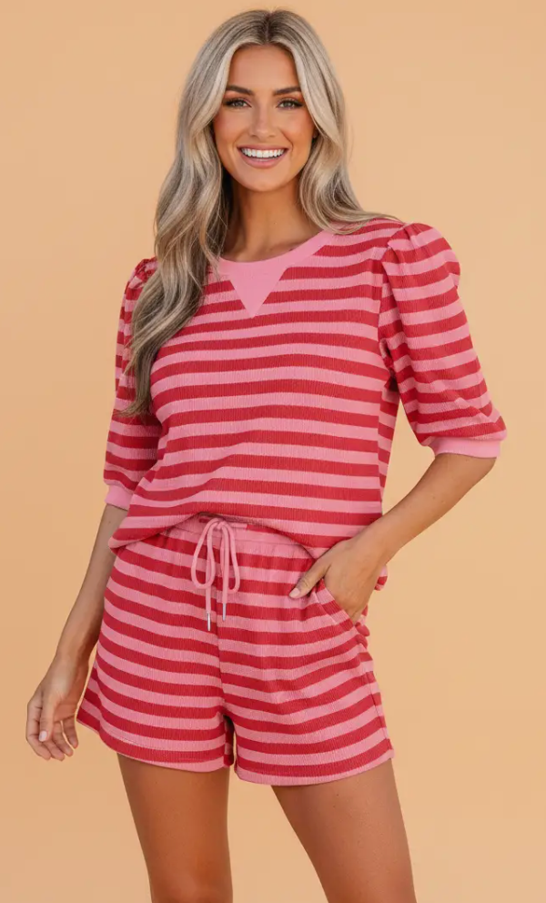 Pink + Red Stripe Set
