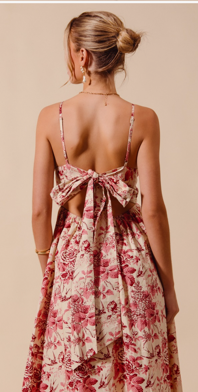 Rust Combo Floral Midi Dress