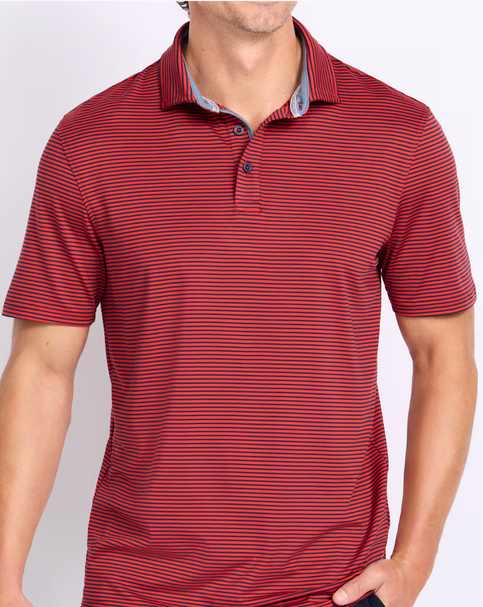 Flag + Anthem Navy/Red Stripe Polo