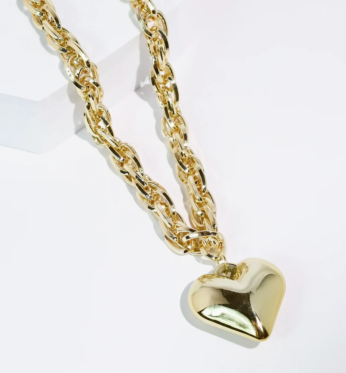 Gold Chunky Heart Necklace