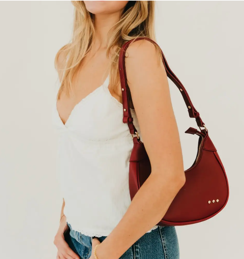 Celeste Burgundy Crescent Bag