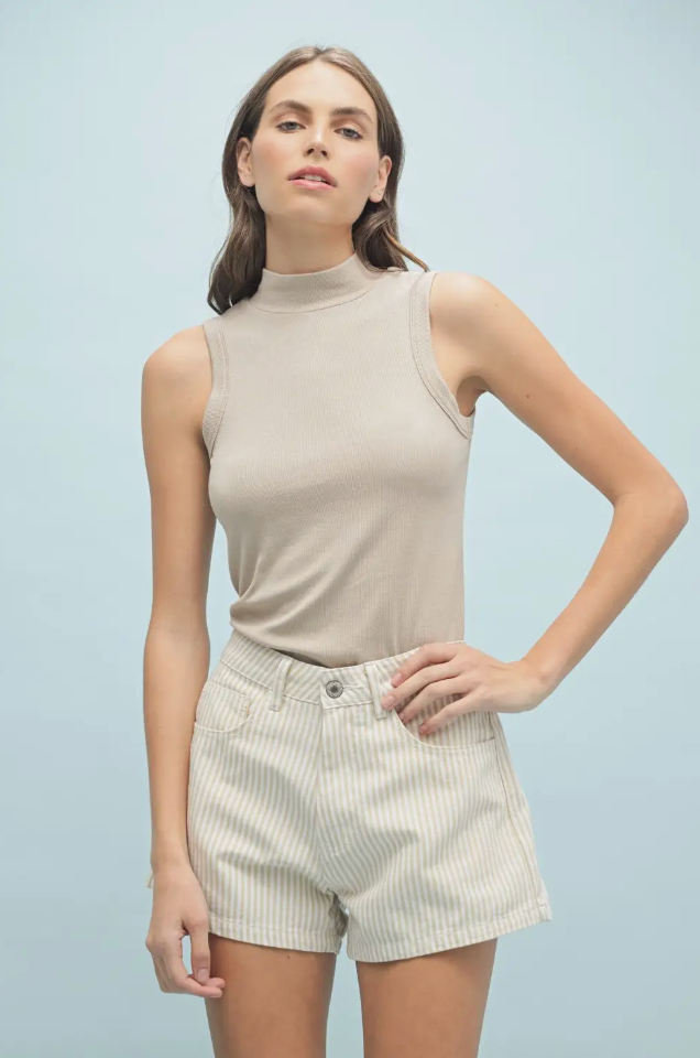 Mock Neck Knit Tank Assort Colors