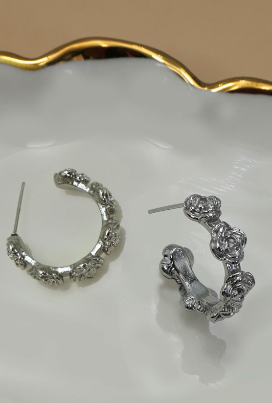 Stainless Steel Rose Mini Hoops ASST