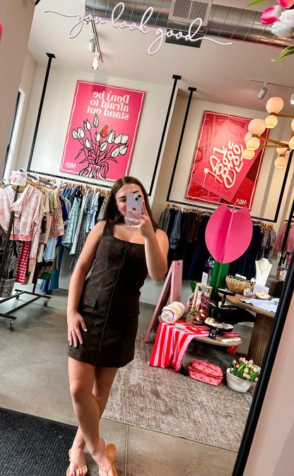 Brown Suede Mini Dress