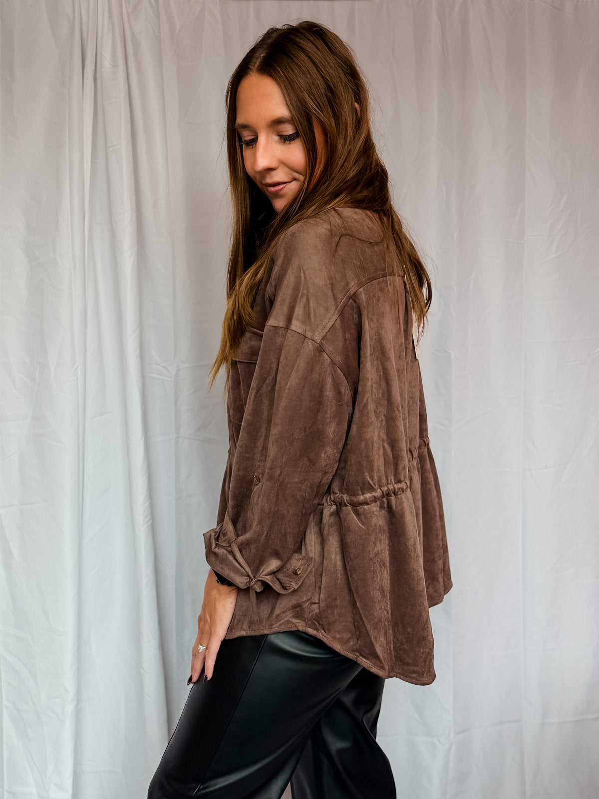 Brown Suede Cinched Jacket