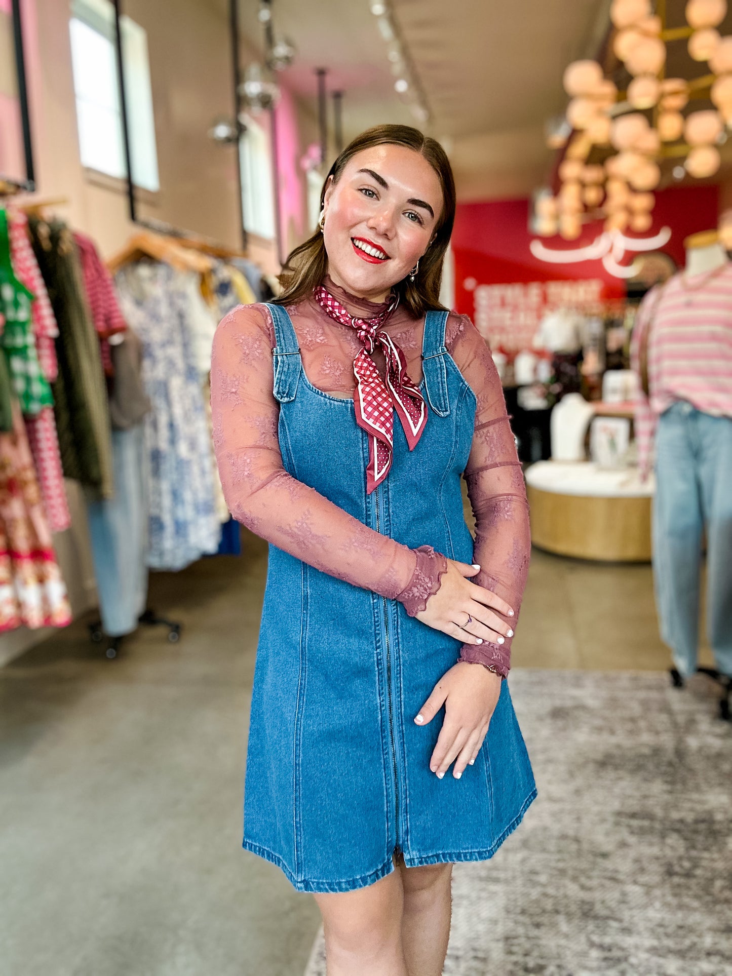 Denim Cami Zip Mini Dress