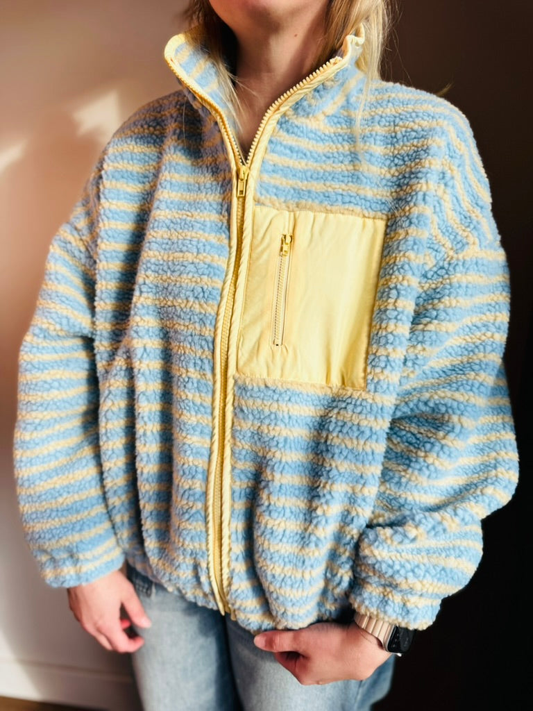 Blue + Yellow Sherpa Jacket