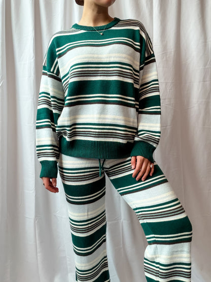 Green Multi Stripe Sweater + Pant Set