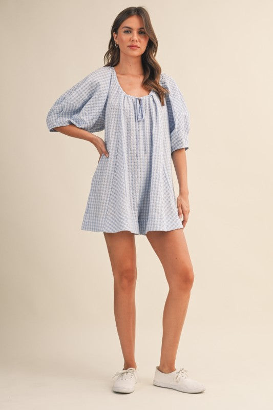 Baby Blue Gingham Romper