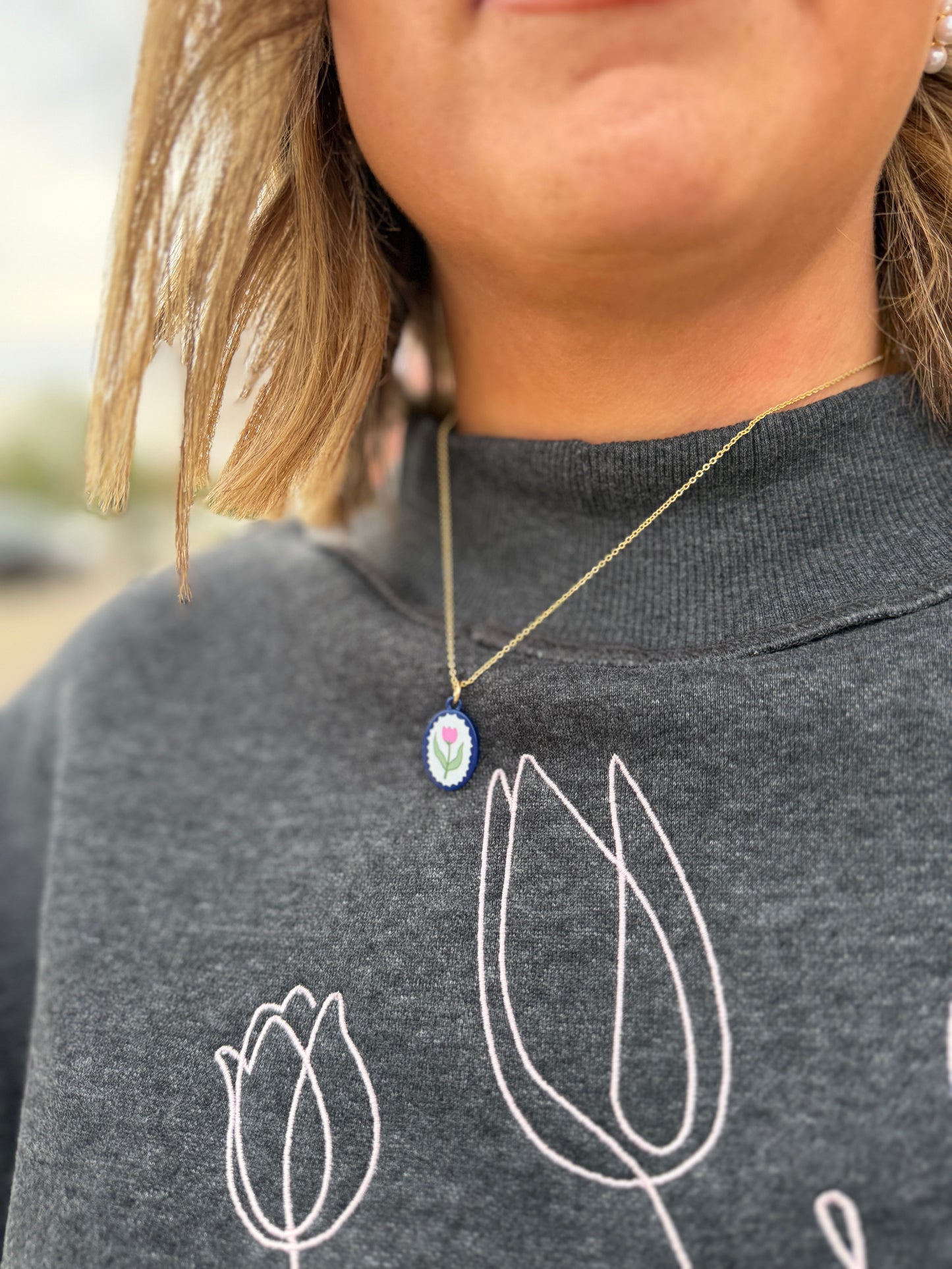 Kinsey Designs Blue + Pink Tulip Necklace